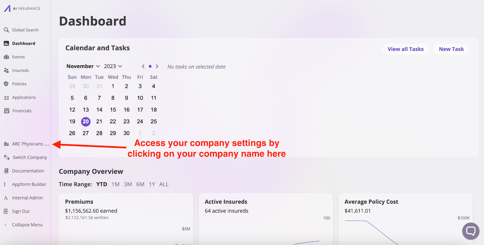 Company Settings Side Navigation