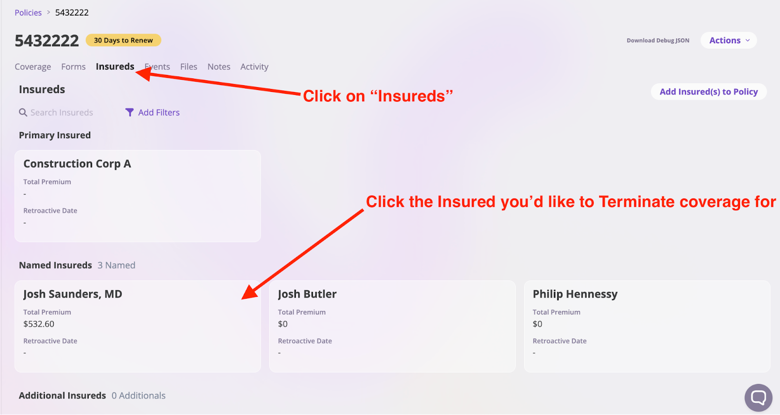 Terminate Insured