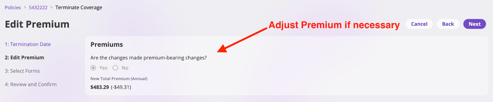 Termination Adjust