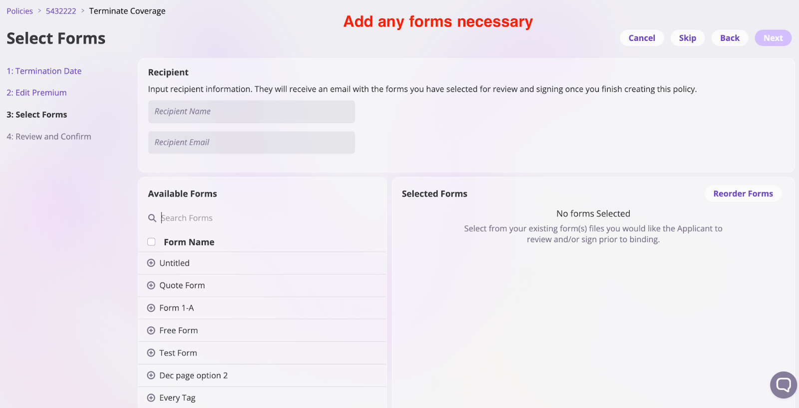 Termination Forms
